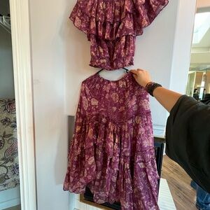 Floral Purple Tiered Skirt